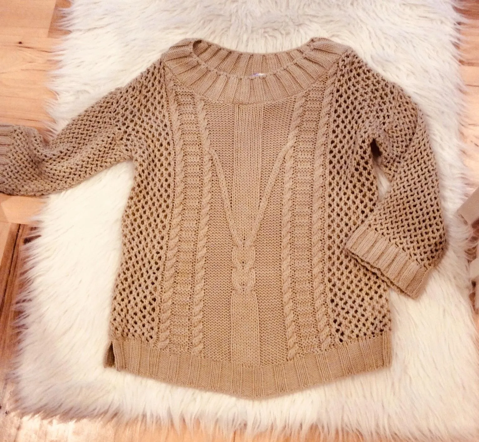 Sweater Francescas Tan Pullover New  Womens Small - Image 3