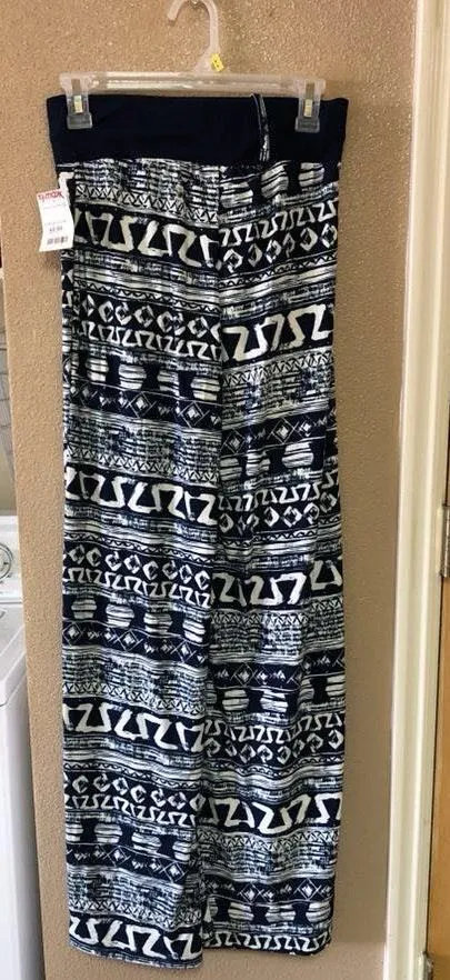 Blue & white tribal print flowy pants Size M - Image 2