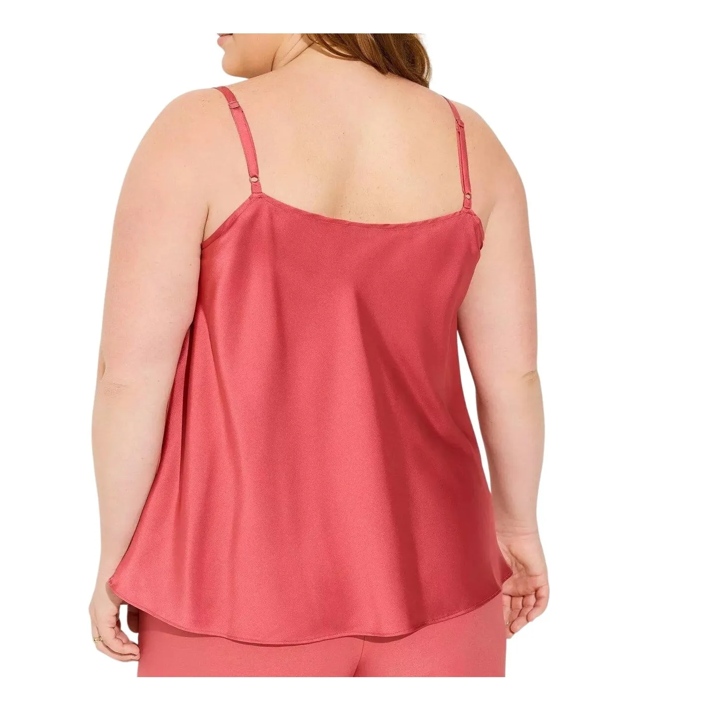 Torrid Cami Top Womens L Holly Berry Red Satin Cowl Neck Party Casual Glam NEW - Image 5