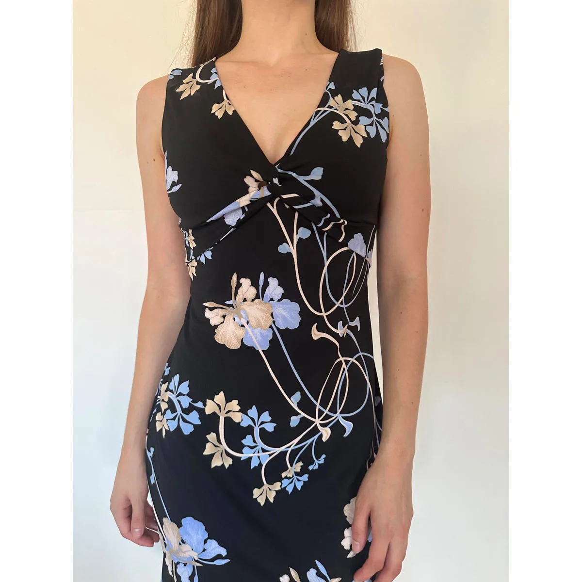 BCBG Paris Black and Blue Floral Short Sleeve Casual Dress Size XS - Image 7