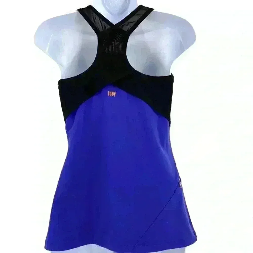 Lucy Razerback Criss Cross Back Mesh‎ Tank Top M - Image 3