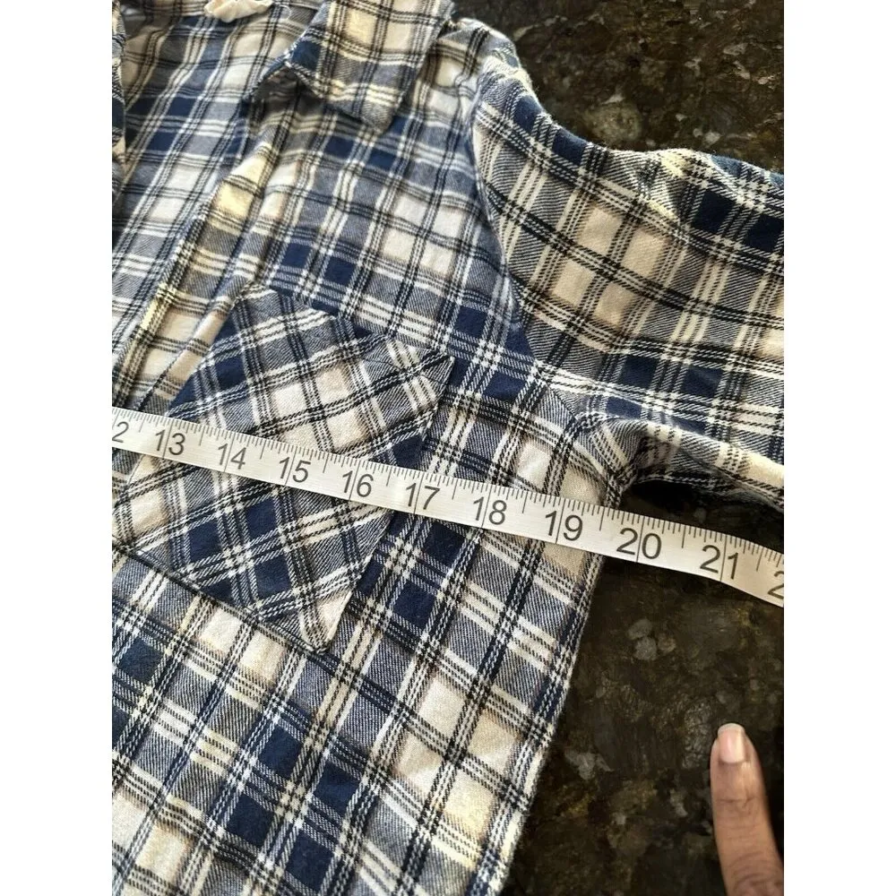 Hem & Thread Plaid Shacket Shirt Size S Ombré Open Front Split Hem Long Sleeve - Image 5