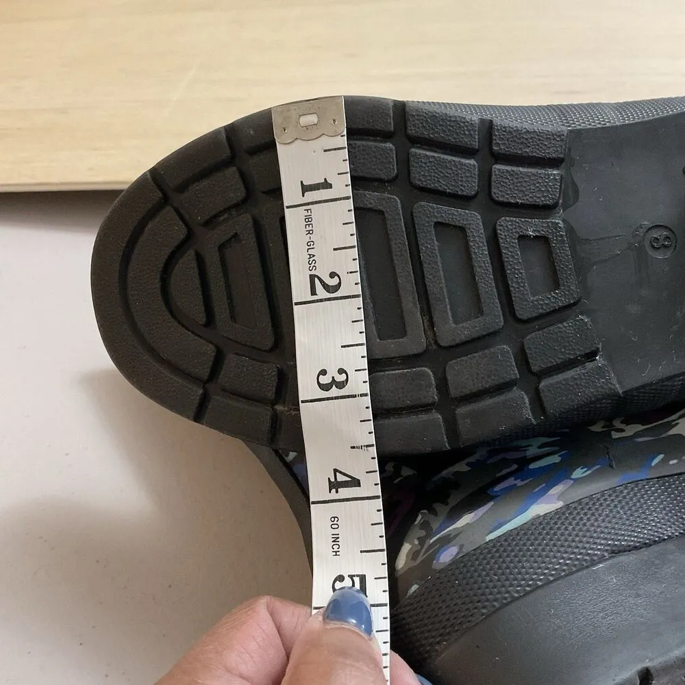 Chooka Women's Size 8 Mid Calf Rubber Rain Boots Black Floral Flaw - Image 5