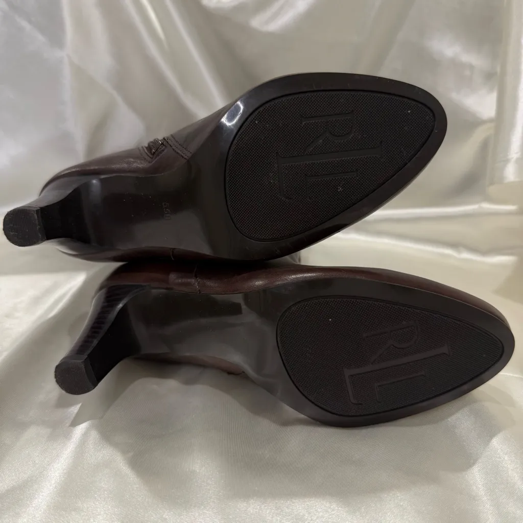 NWT Lauren Ralph Lauren Susie Leather Boots 5.5 Brown Knee High Classic Chic - Image 10