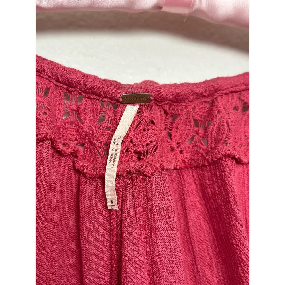 Free People Endless Summer Sz S Sunfest Crochet Embroidered Tunic Sweet Sang - Image 7