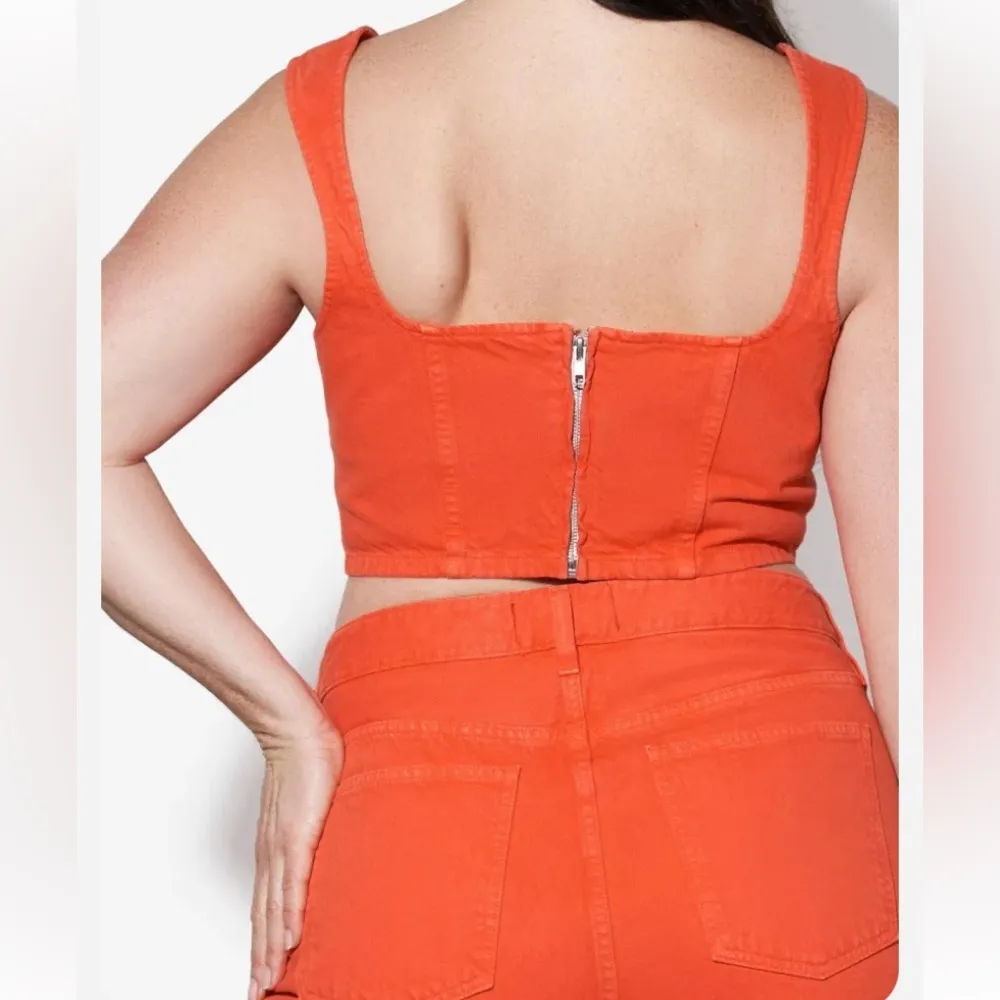 NWT Mara Hoffman Milla Denim Corset Top 100% Cotton Poppy Size 00 - Image 4