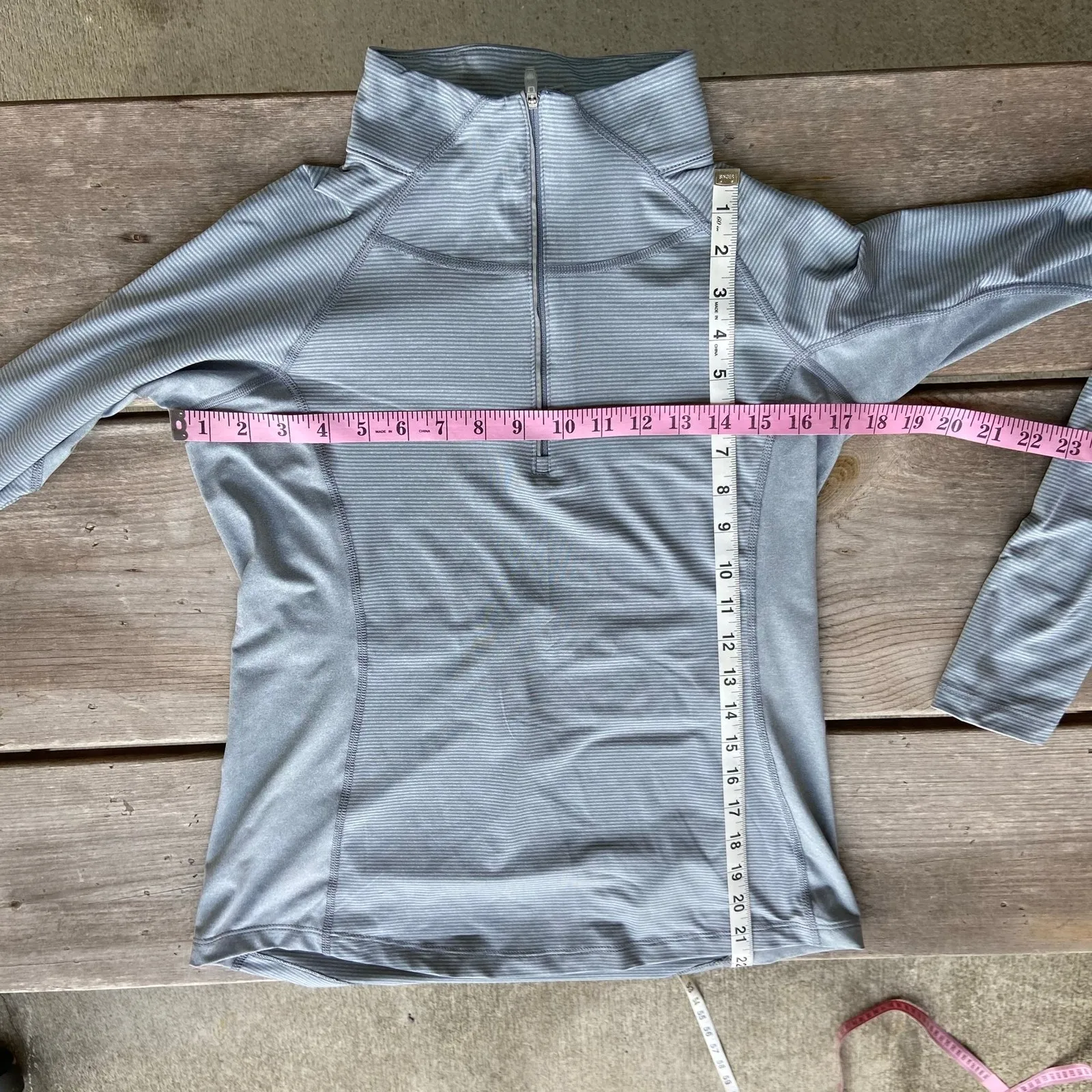 Columbia Womens Pullover S Quarter Zip Striped‎ Gray Grey Lightweight Mock Neck - Image 5