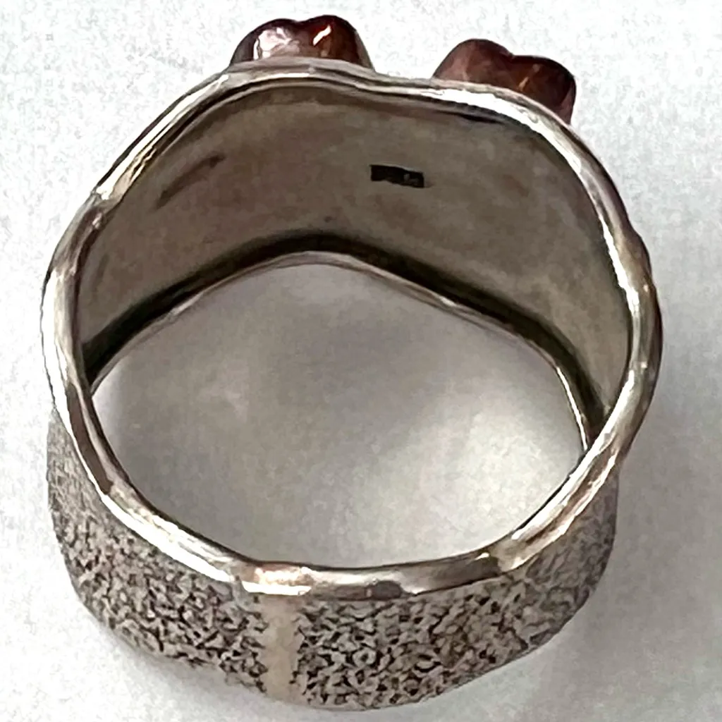 Handmade Vintage Sterling Silver and Copper Gemstone Ring - Image 2