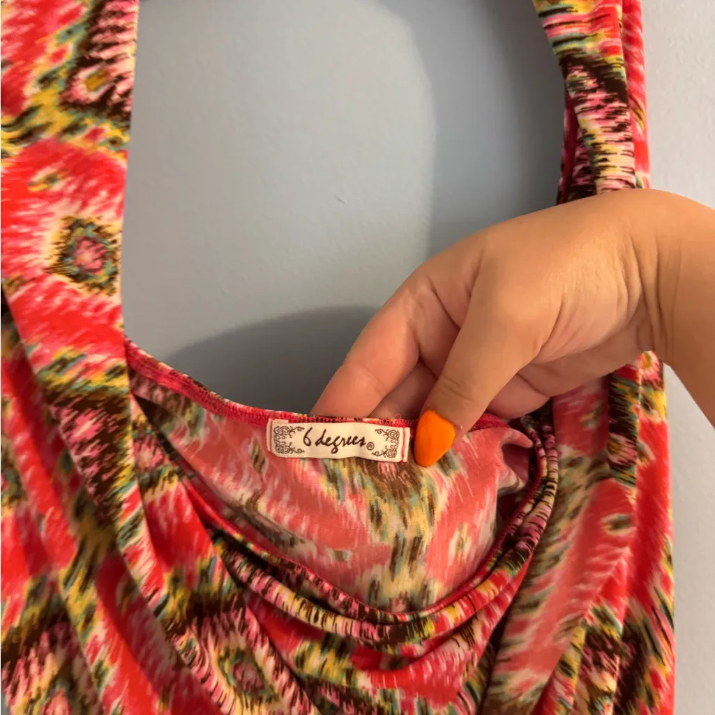 trendy y2k halter top blouse with scoop neck detail and belt detail size S - Image 3