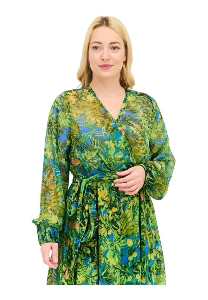 Spy Zone Exchange Women Floral Print Belted Maxi Dress Multicolor Size Large NWT Green - Image 3