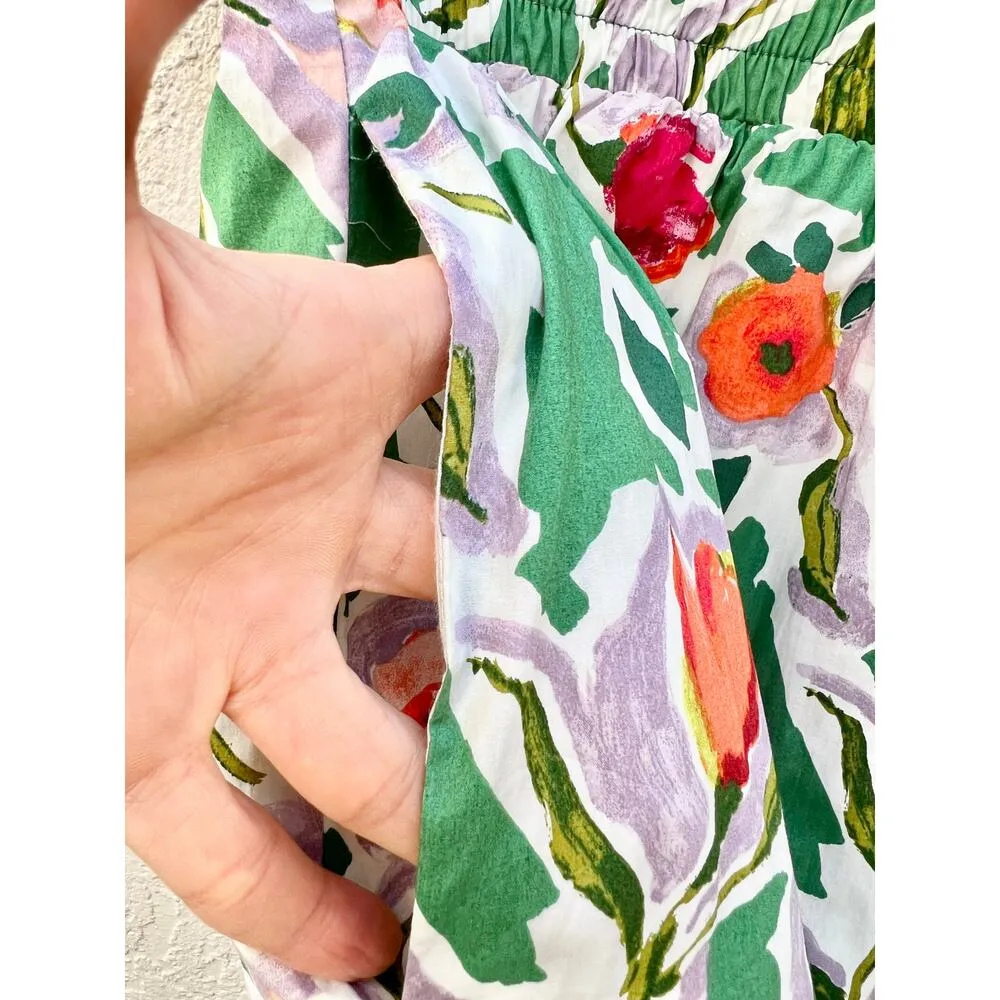 English Factory Floral Print Crop Top &High Rise Shorts Set Green Women's Medium - Image 9