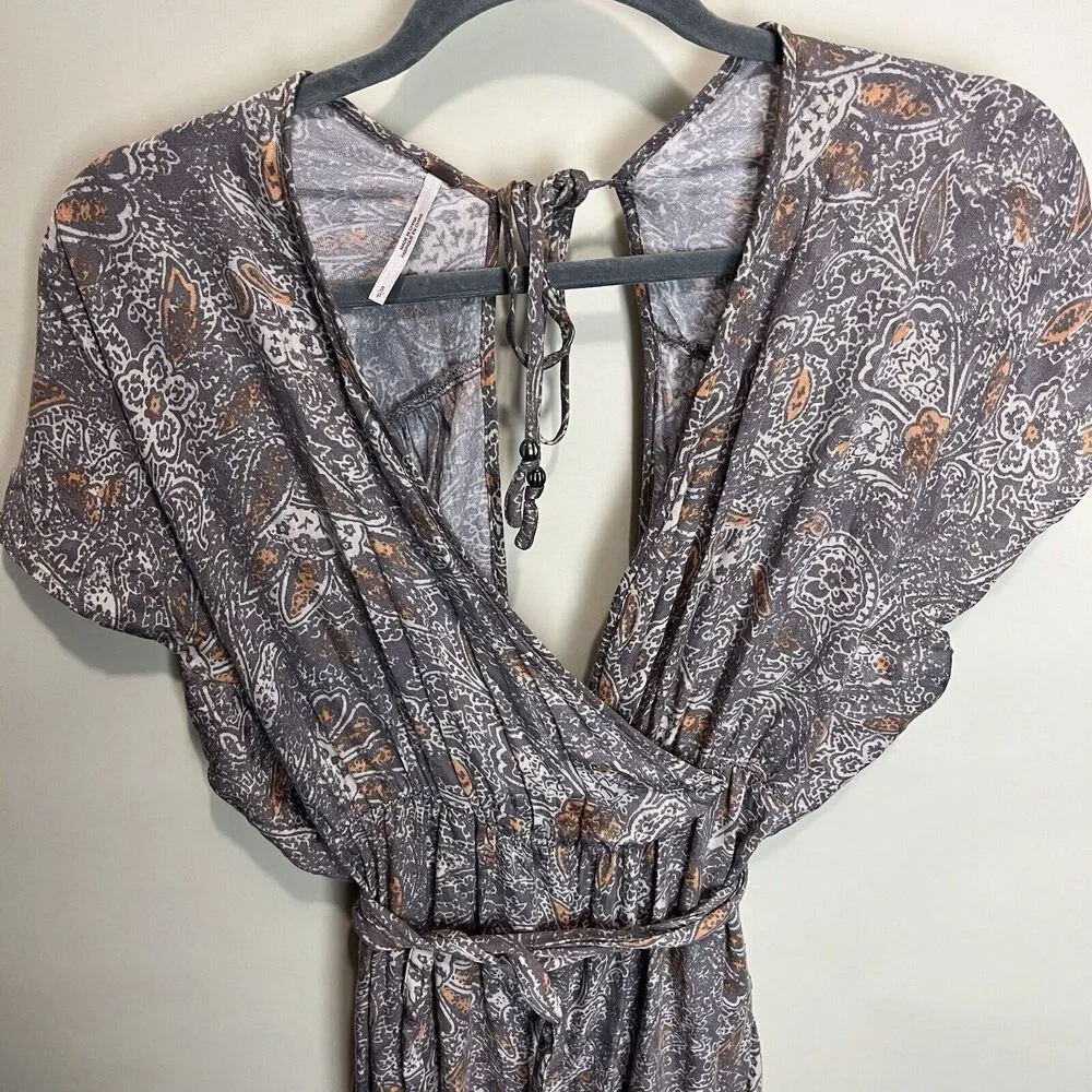 Free People Universal Surplus Jumpsuit Taupe Gray Paisley Small - Image 6