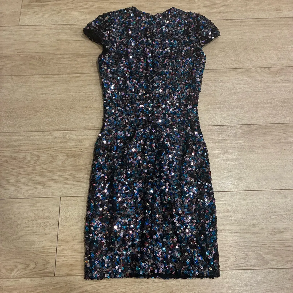 Dress the Population Women’s Holly Sequin Bodycon Dress Short Sleeve Size XS - Image 4