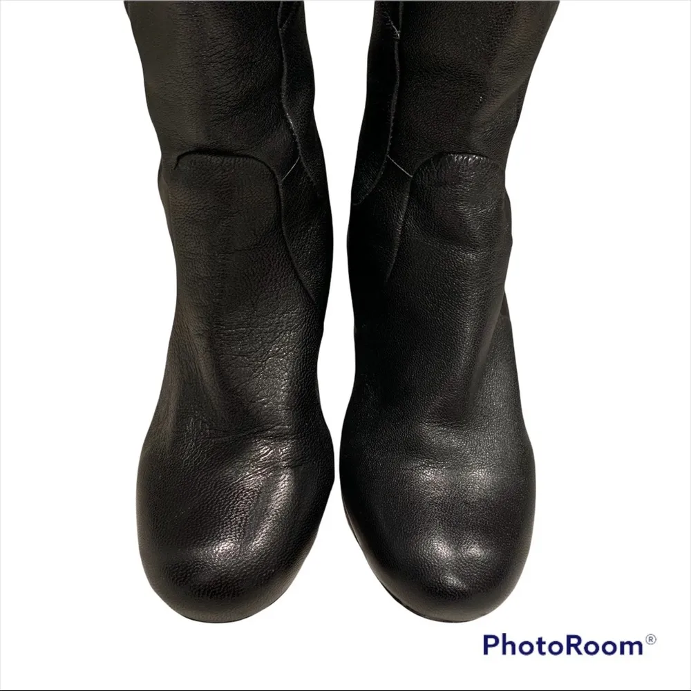 Corso Como  Black Leather Seamed Tall Boots - Image 7