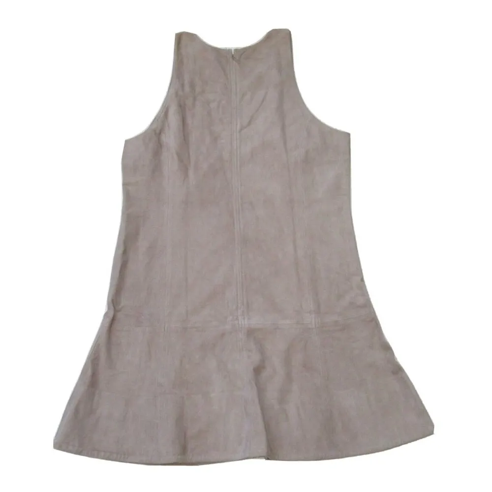 NWT Joie Amedia in Petal Beige Goat Leather Suede A-line Mini Dress 10 $798 - Image 6