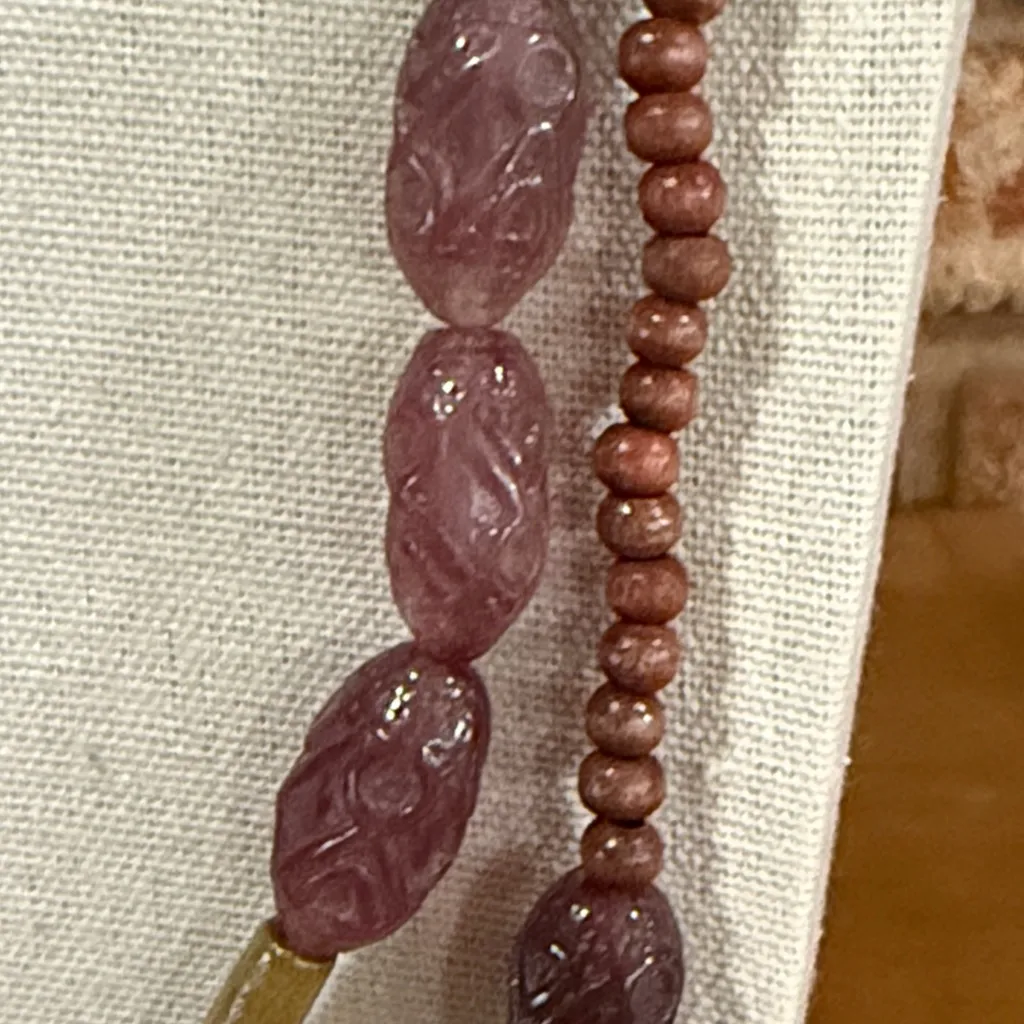Laila Rowe Vintage 90’s Carved Beaded Necklace Purple - Image 3