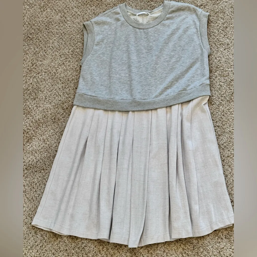 Ces Femme Grey Pleated Mini Dress Clean Girl Athleisure Preppy Casual L Gray Size L - Image 7
