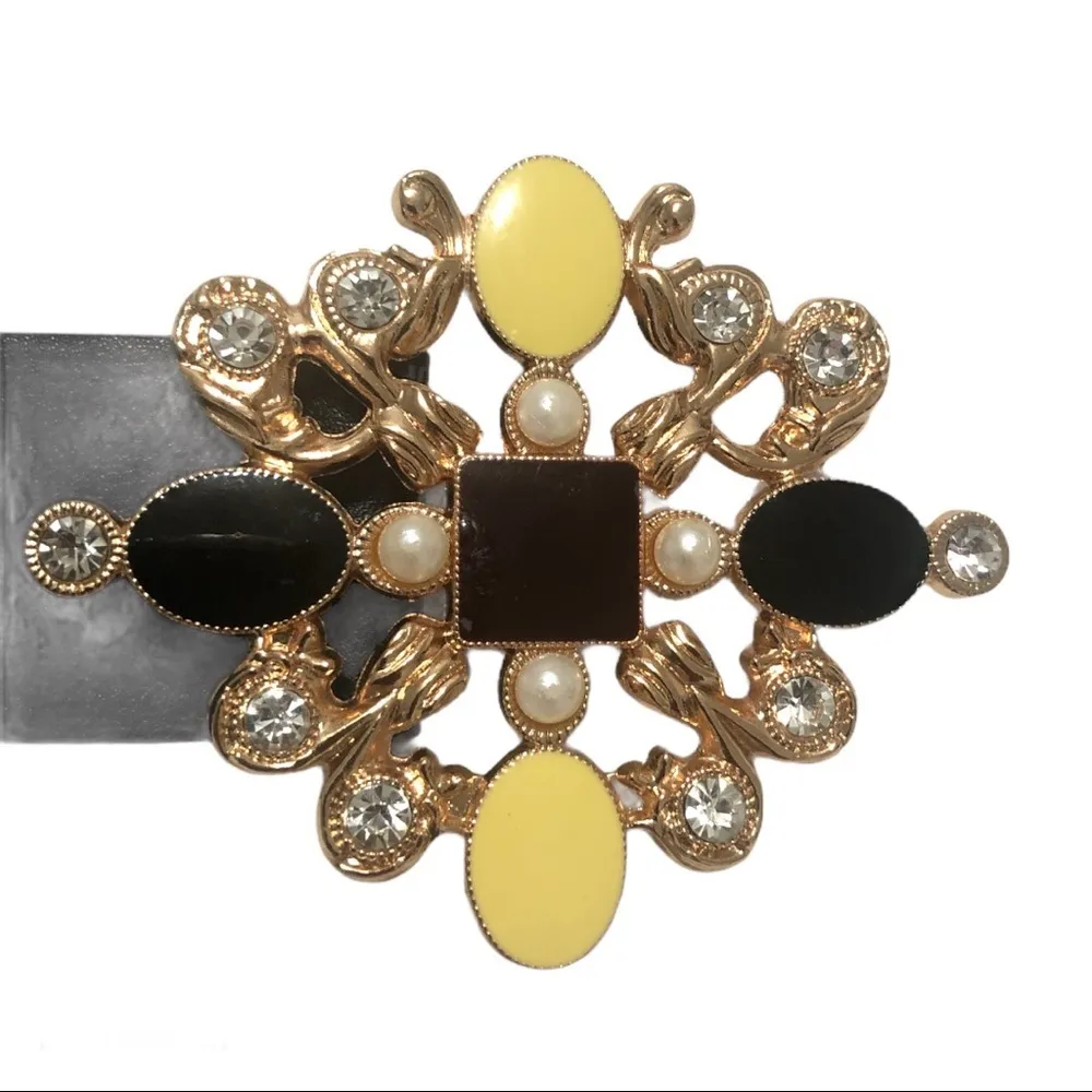 Women's Fashion Man Made Leather Embellished Belt Black - Image 2