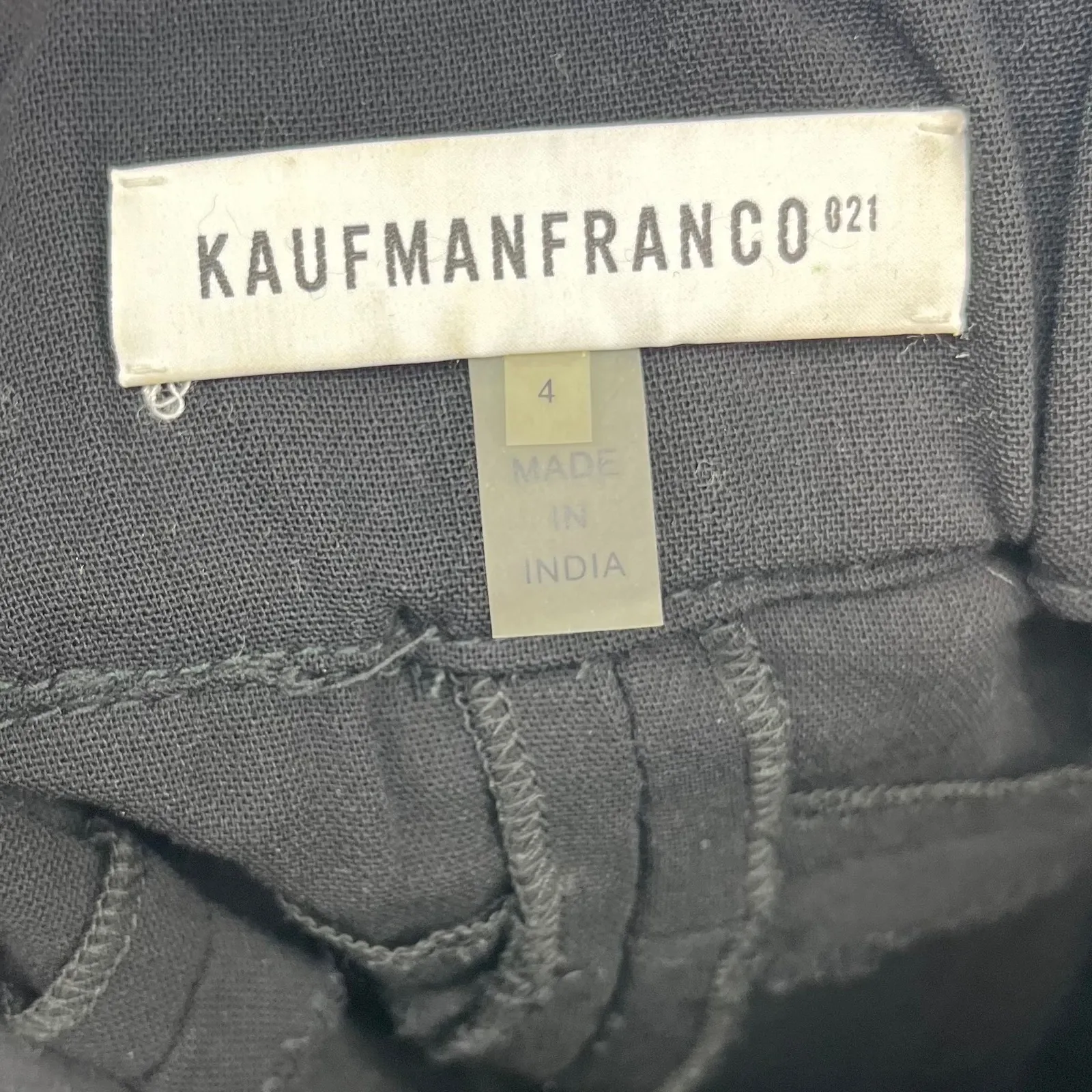 KaufmanFranco Black Leather Wool Blend Pants Side Zip Ankle Size 4 - Image 5