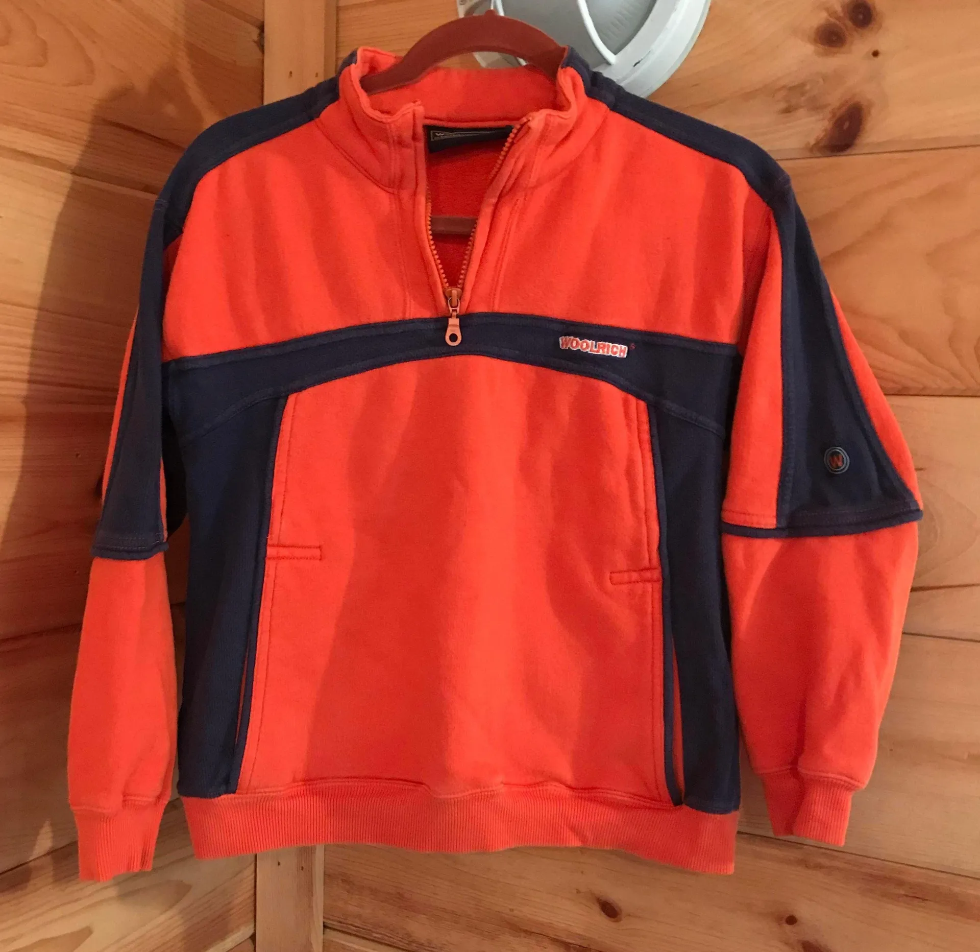 AMAZING ORANGE/NAVY BLUE VINTAGE QUARTER ZIP SWEATSHIRT - Image 1