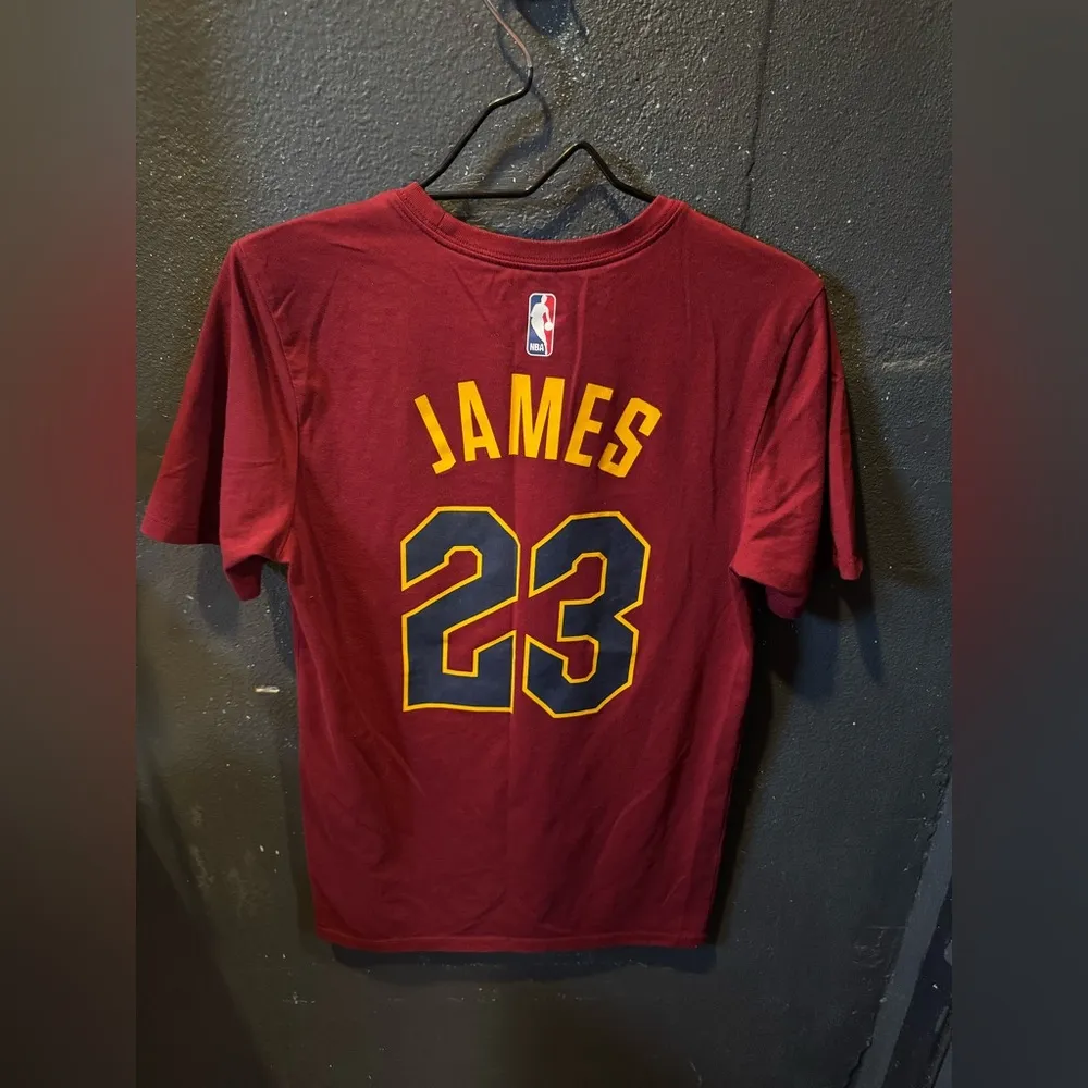 Women’s Nike Red and Yellow Cleveland Cavaliers Labron James Tshirt Jersey - Image 4