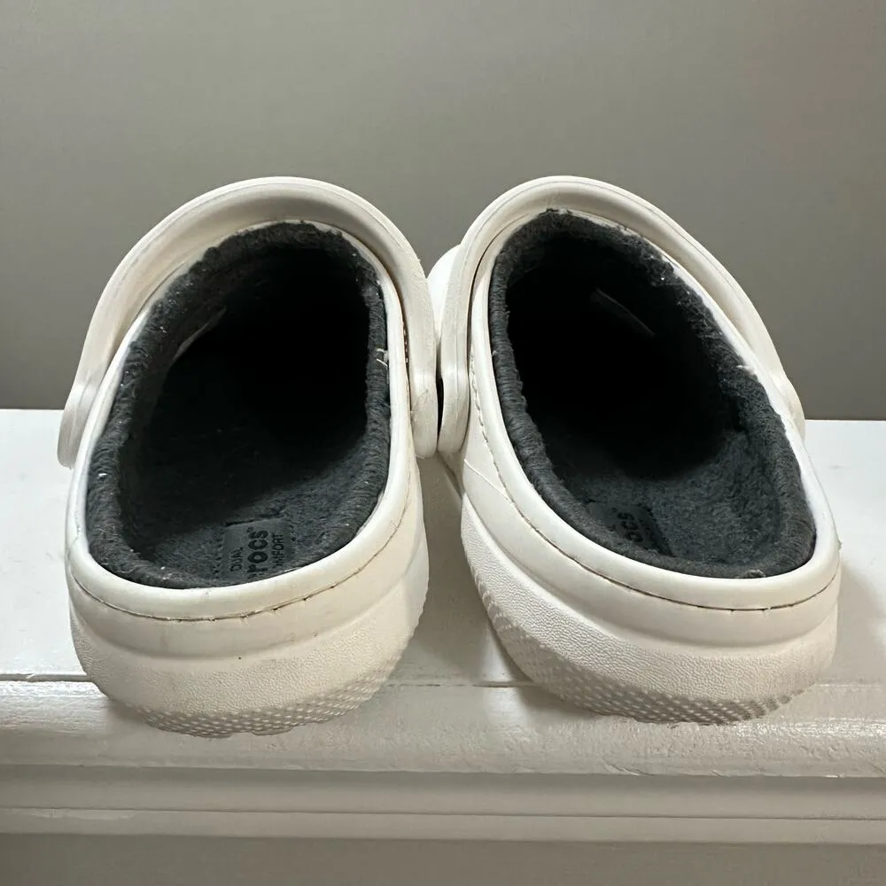 CROCS Classic Lined Clog size Men’s 4 Women’s 6, White with gray lining, comfy - Image 4