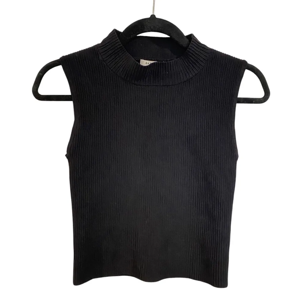 Aritzia Babaton Sculpt Knit Mockneck Tank Ribbed Top In Black - Image 1