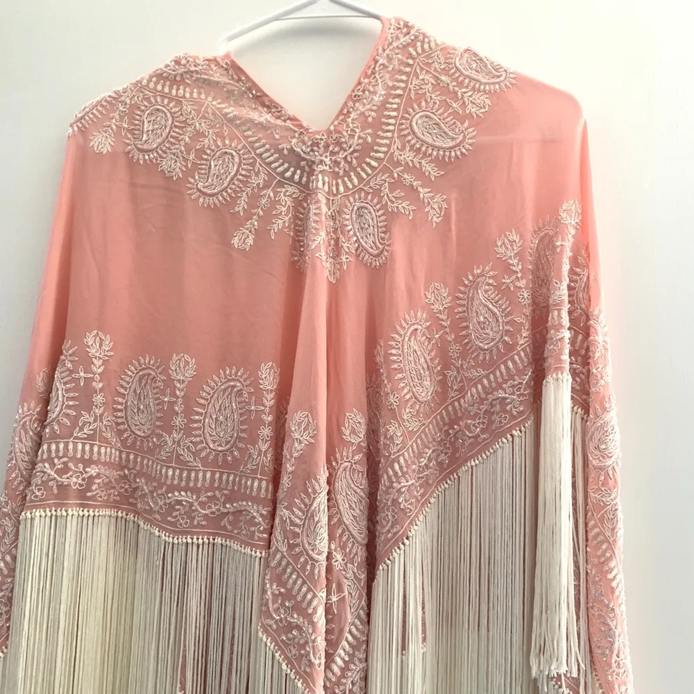 Tanja Pignatelli Pink Silk Fringe Poncho - Image 2