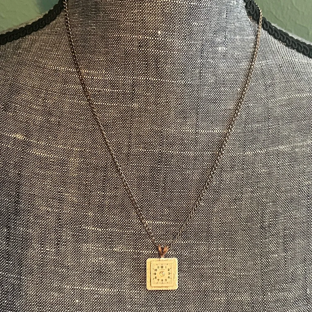 Elegant Copper Chain Necklace Vintage Watch Face Pendant Steampunk Victorian Orange - Image 2