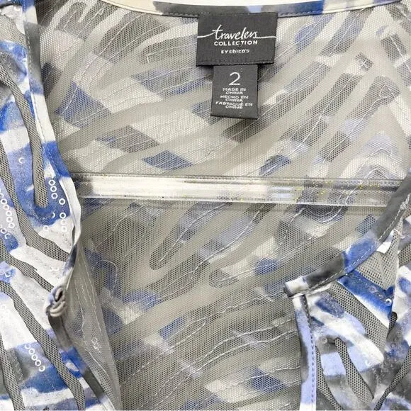 Chico's Travelers Collection‎ Watercolor Jacket Size Large Sequin - Image 12