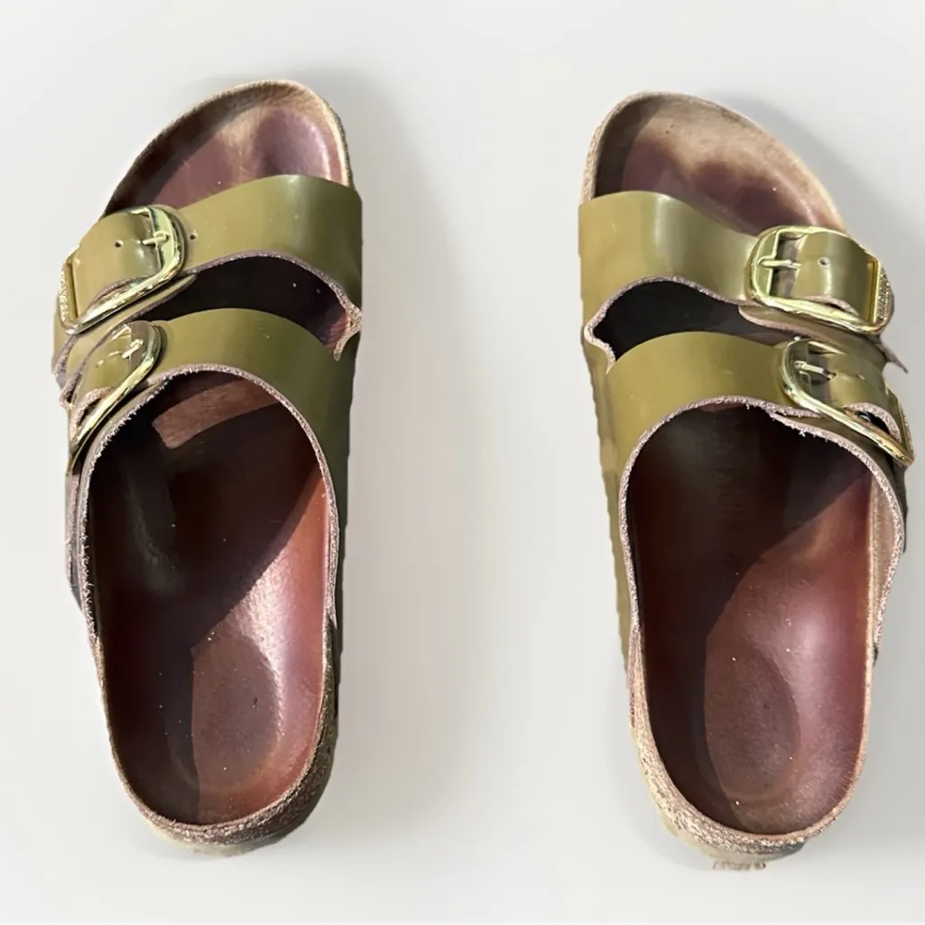 BIRKENSTOCK Arizona Big Buckle Slides Unisex Size 40 M7/W9  High Shine‎ Mud - Image 3