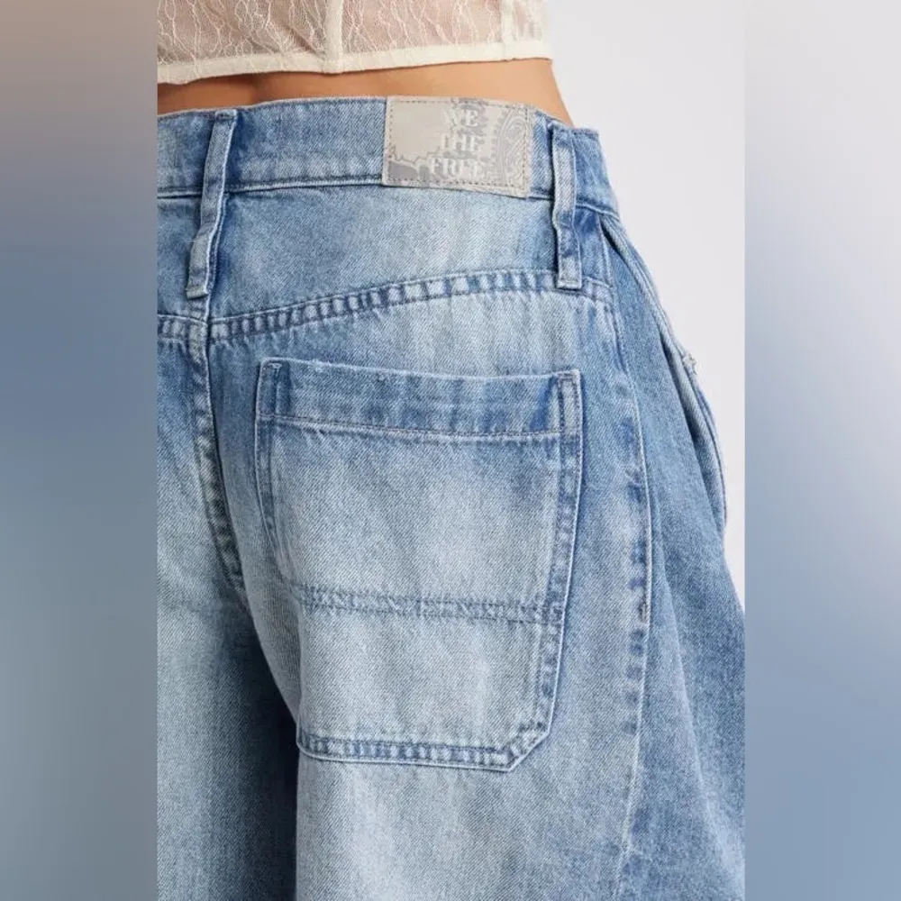 NWT Free People Boomerang Overlap High Waist Denim Cutoff Long Shorts - Image 4