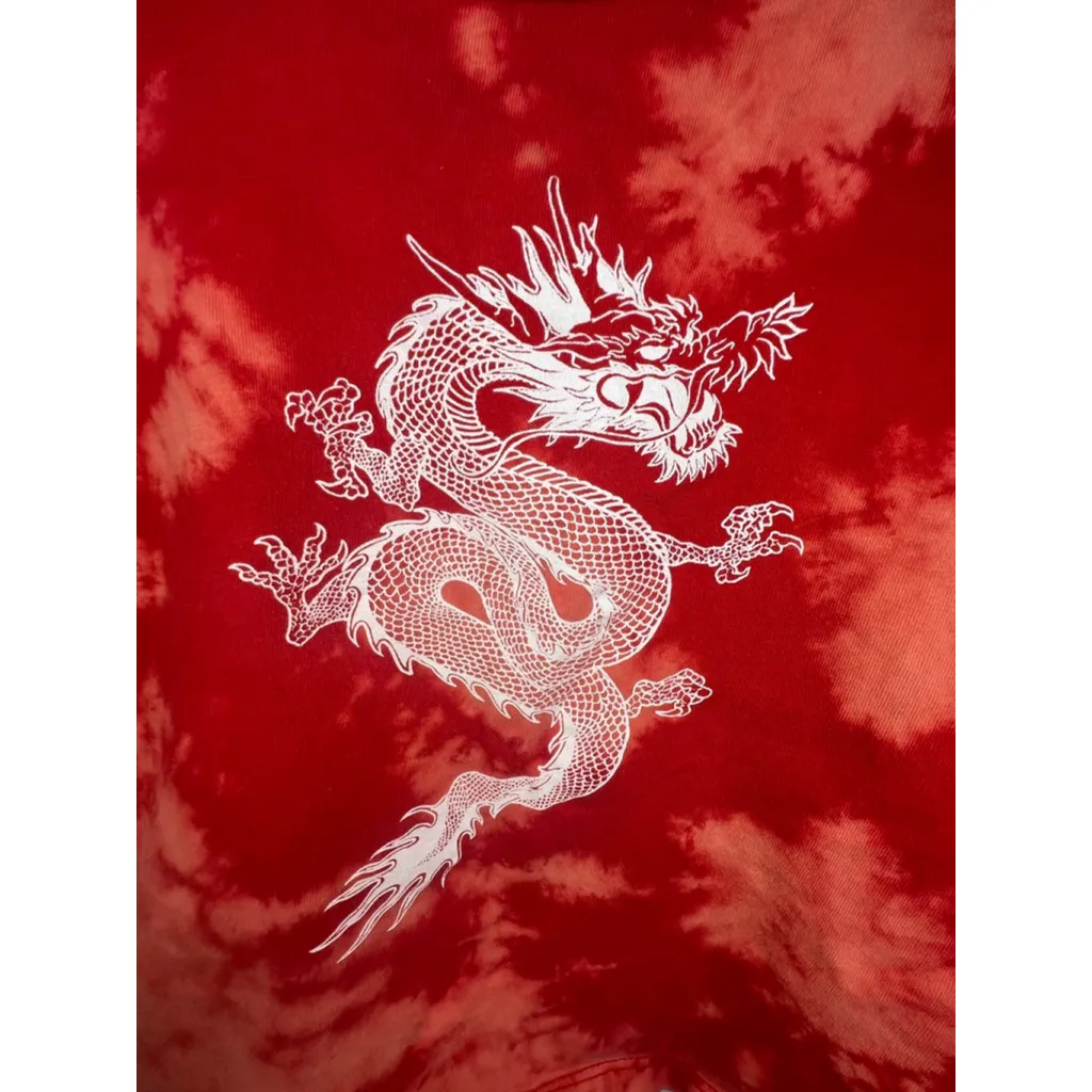 Rue 21 Red Tie Dye Dragon Print Extended Crop Short Sleeve T-Shirt - Image 3