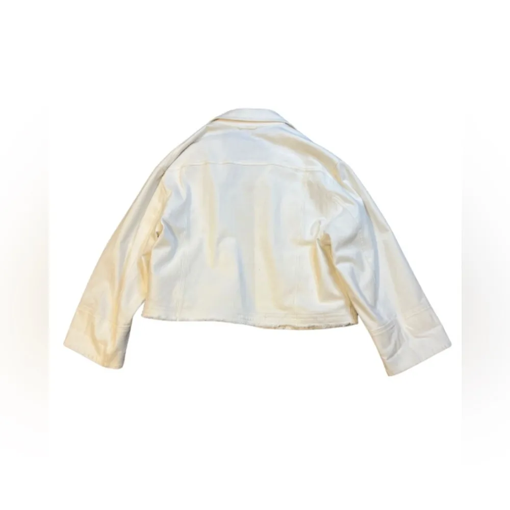 Elizabeth and James Branson Boxy Cropped White Jean Jacket Size XS - Image 5