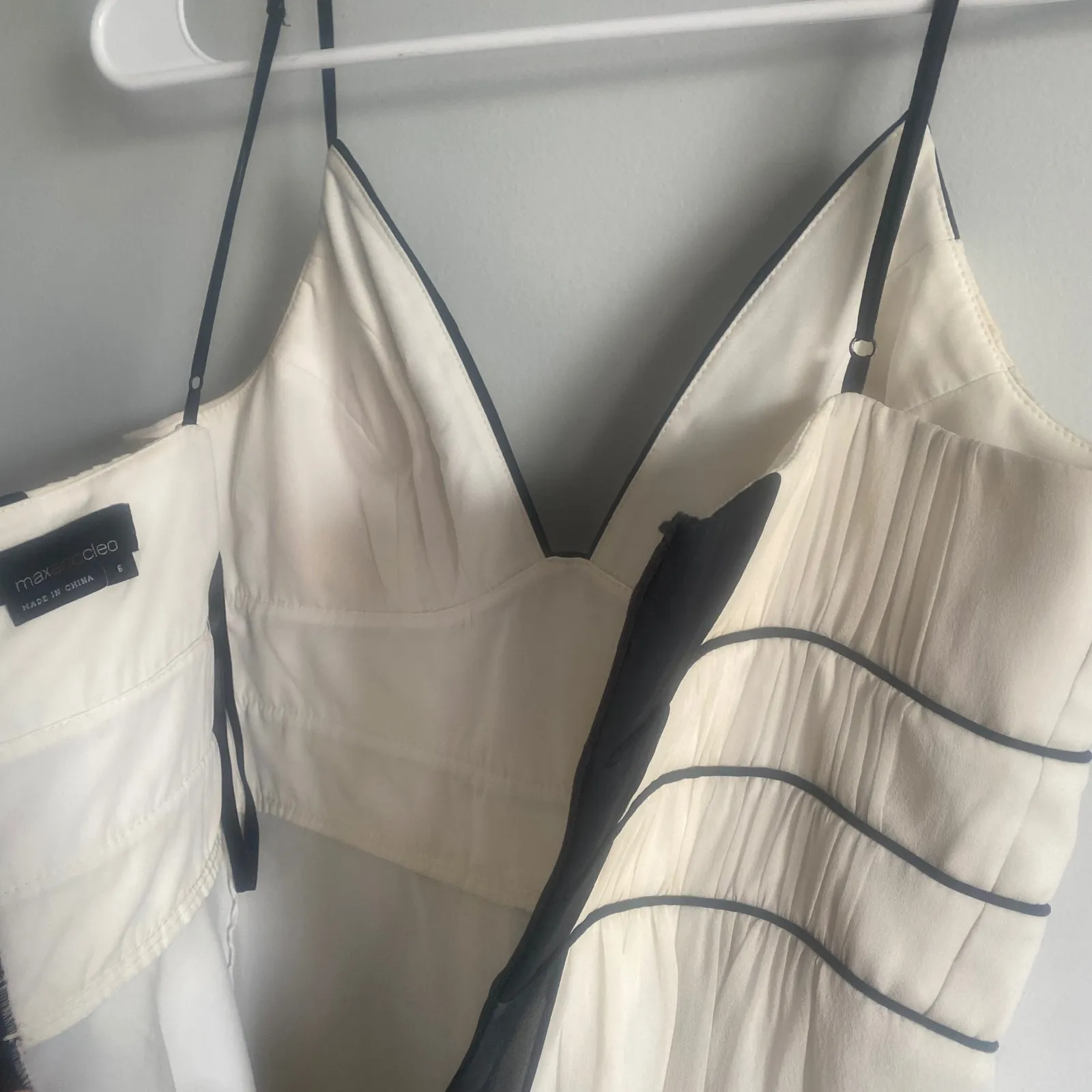 Max and Cleo 100% Silk Cream Black Midi Dress Sleeveless Corset‎ Y2K Size 6 - Image 7