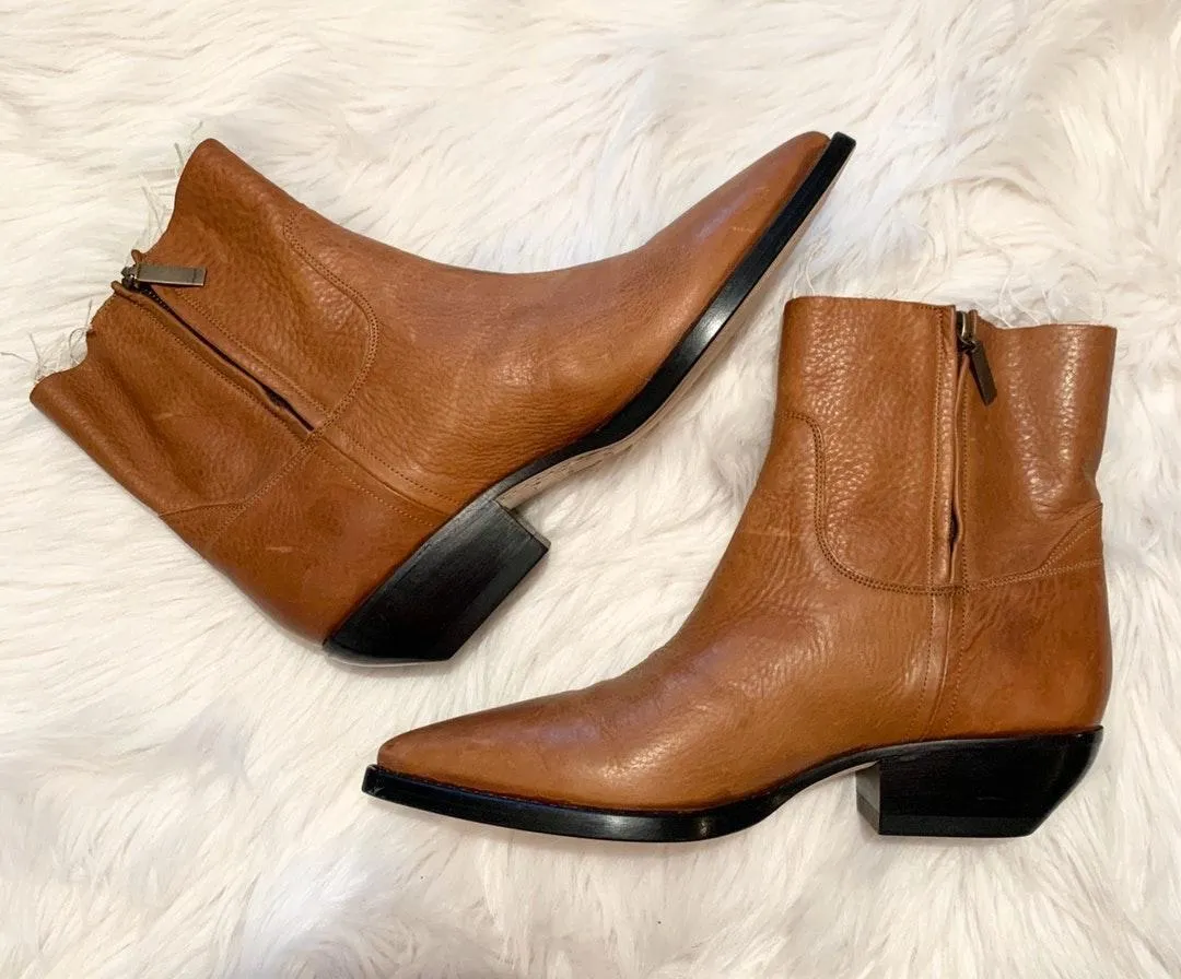 Saint Laurent Theo Raw Edge Leather Ankle Boots - Image 5