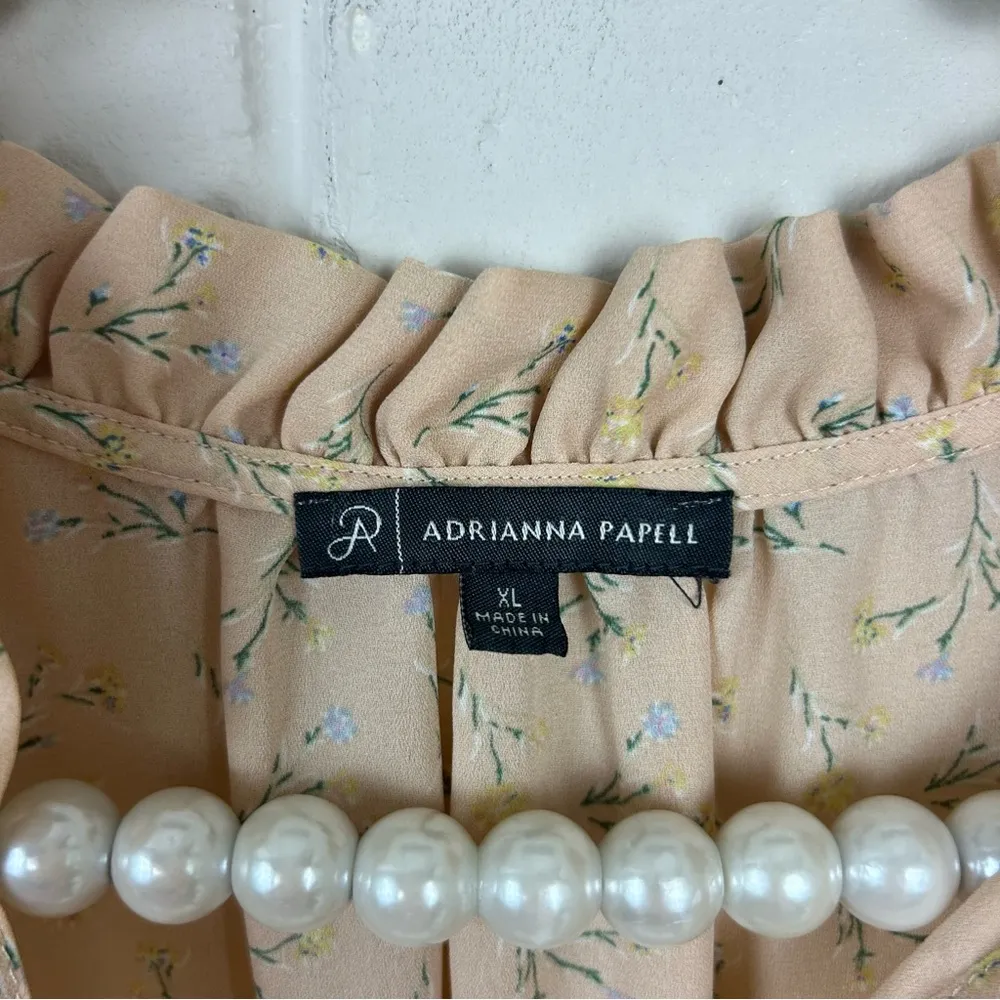 Adrianna Papell Lightweight Sheer Floral Short Sleeve Blouse Top Size XL - Image 5