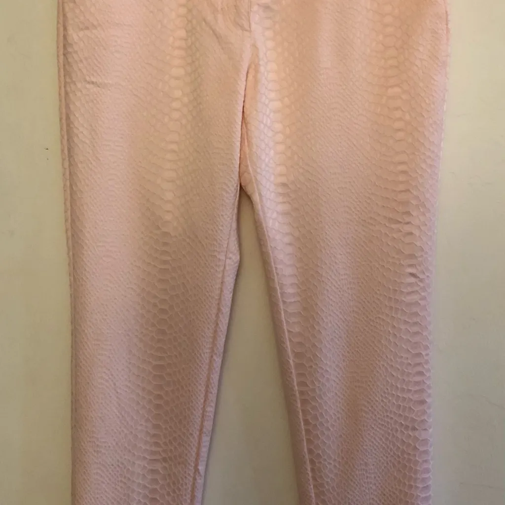 ERIC Womens Skinny Pants Size 8 Pale Peach Snake Skin Fabric Design Zip NWOT - Image 2