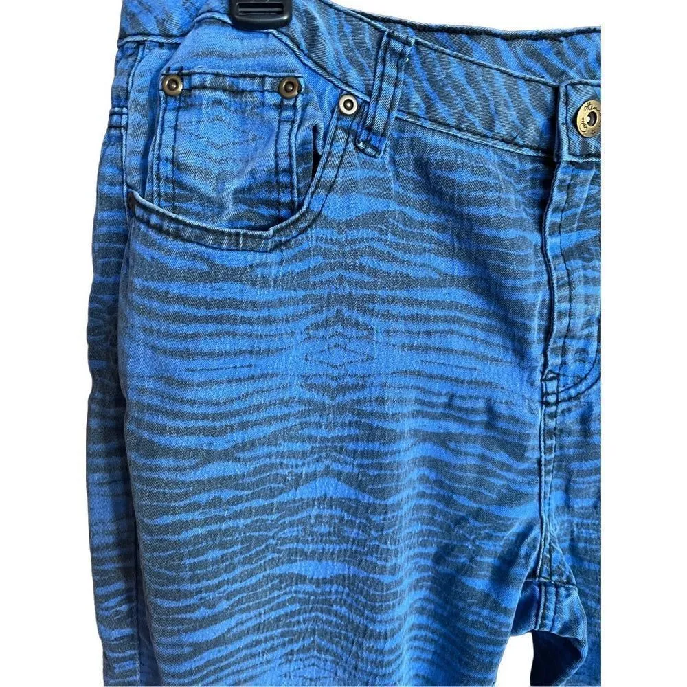 DG2 Diane Gilman Women Denim Pants Stretch Jeans Zebra Print Cutout Blue Size 12 Blue - Image 7