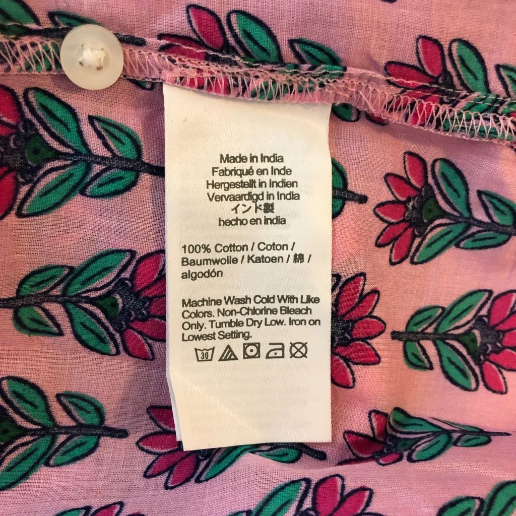 J Crew Cover-Up Shirt-Dress Lightweight Cotton Floral Pink XS - Image 5
