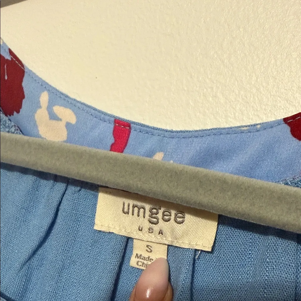 Umgee denim tiered babydoll style Dress with Colorful Ruffle Trim - Image 6