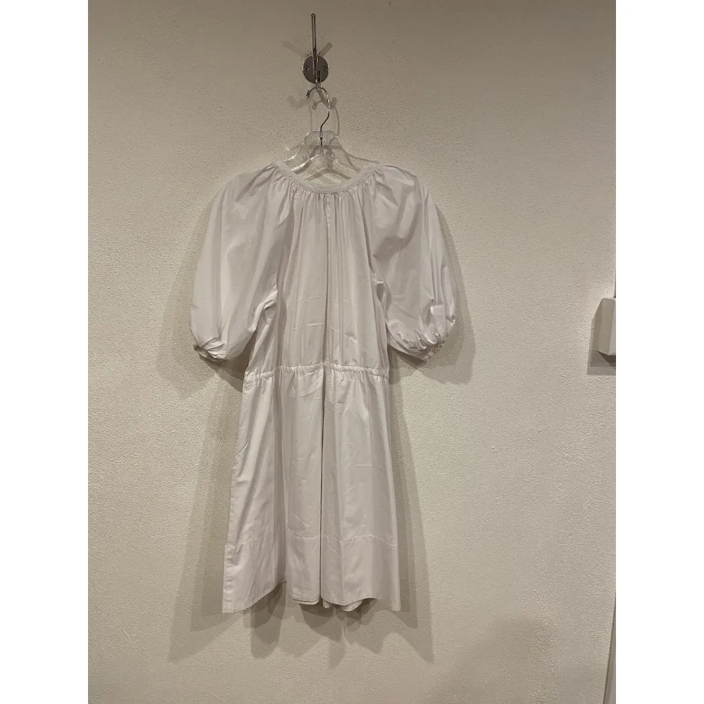 STAUD Dress Womens Small White Puff Sleeve Button Front Tie Waist Shirt - Image 3