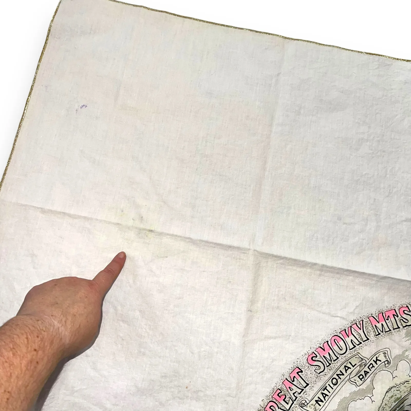 Vintage Great Smoky Mts National Park Souvenir Scarf Bandana Pale Pink - Image 12