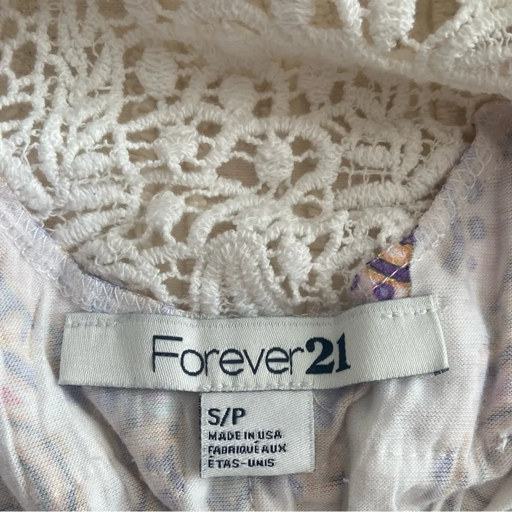Y2K Vtg Crochet Boho Mini Dress Paisley Desert Pastels Indie S Small Forever 21 - Image 10
