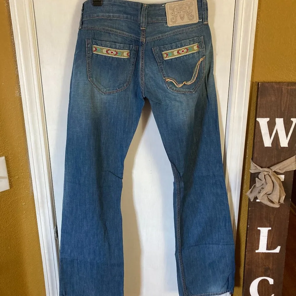 We Are Replay women's size 28 linen blend button fly bootcut jeans 30x34 - Image 2