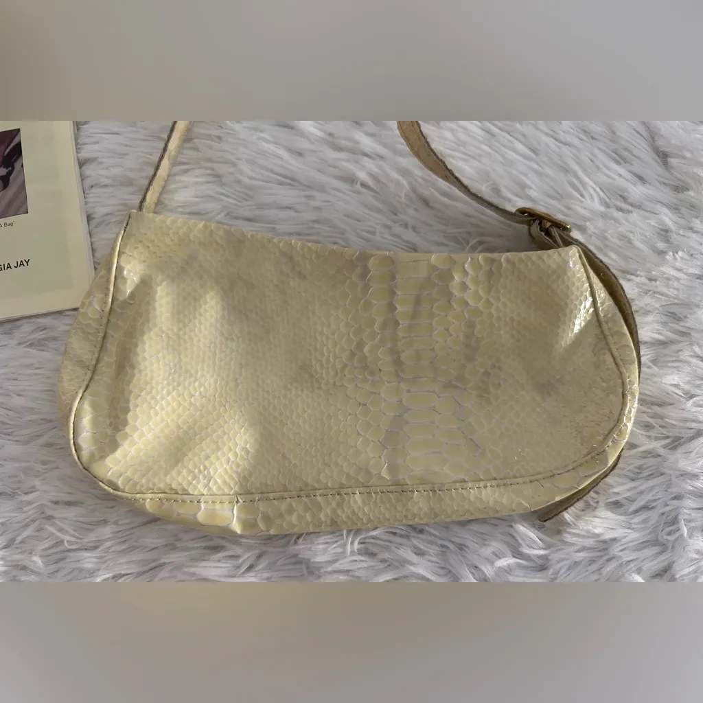 Georgia Jay Zaha Patent‎ Butter Snake Embossed Baguette Bag Handbag HTF - Image 2