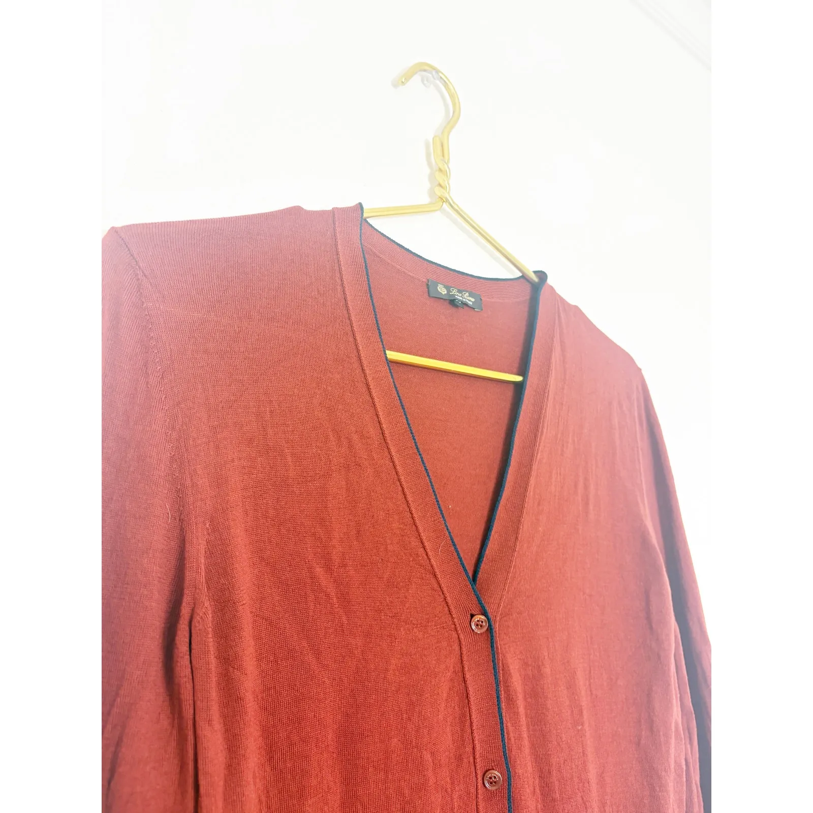 Loro Piana Virgin Wool Rust Orange Lightweight Cardigan Size 38 Quiet Luxury - Image 7