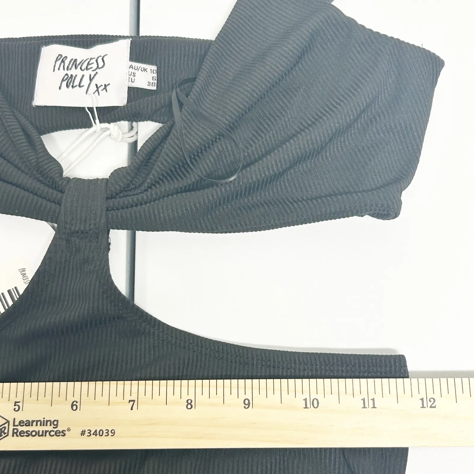 NWT Princess Polly Womens Ribbed Knot Front Cutout River Bodysuit Size 6 Black - Image 12