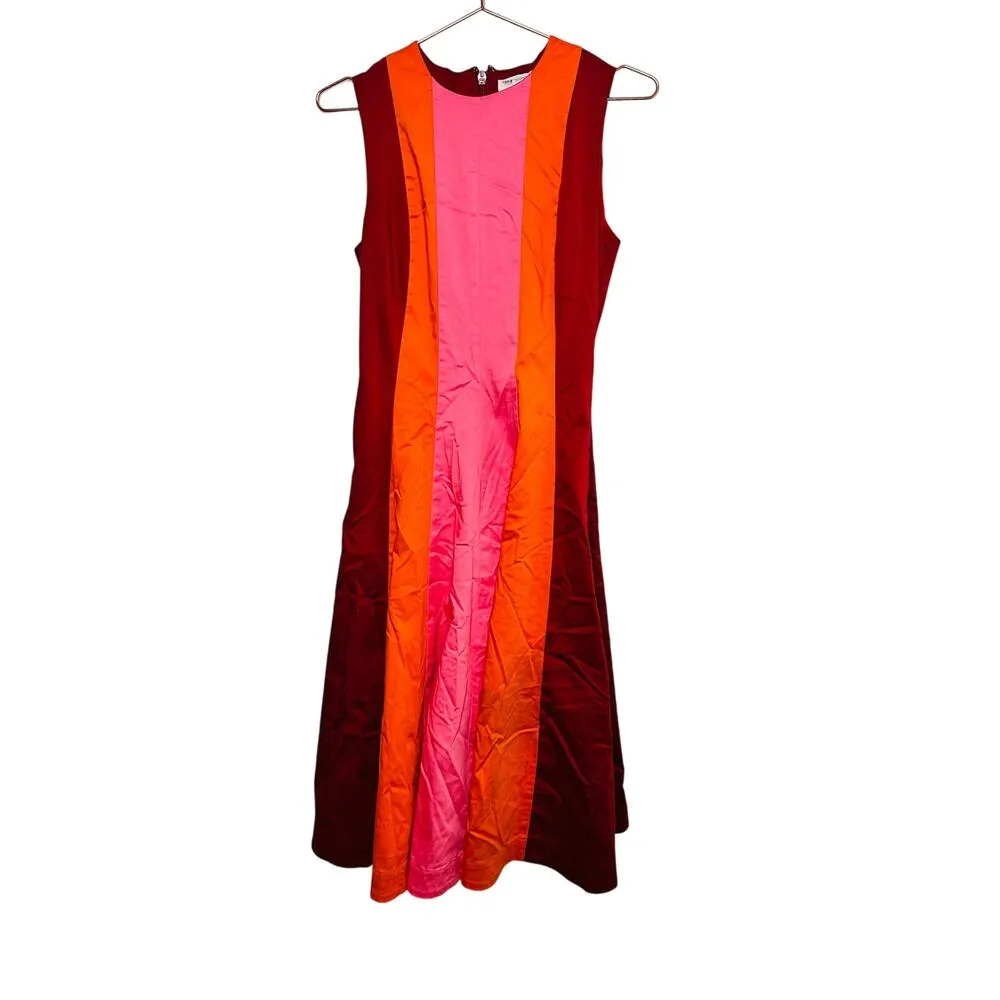 ROKSANDA X RTR Pink Orange Sleeveless Crewneck Colorblock Midi Dress Size 4 - Image 5