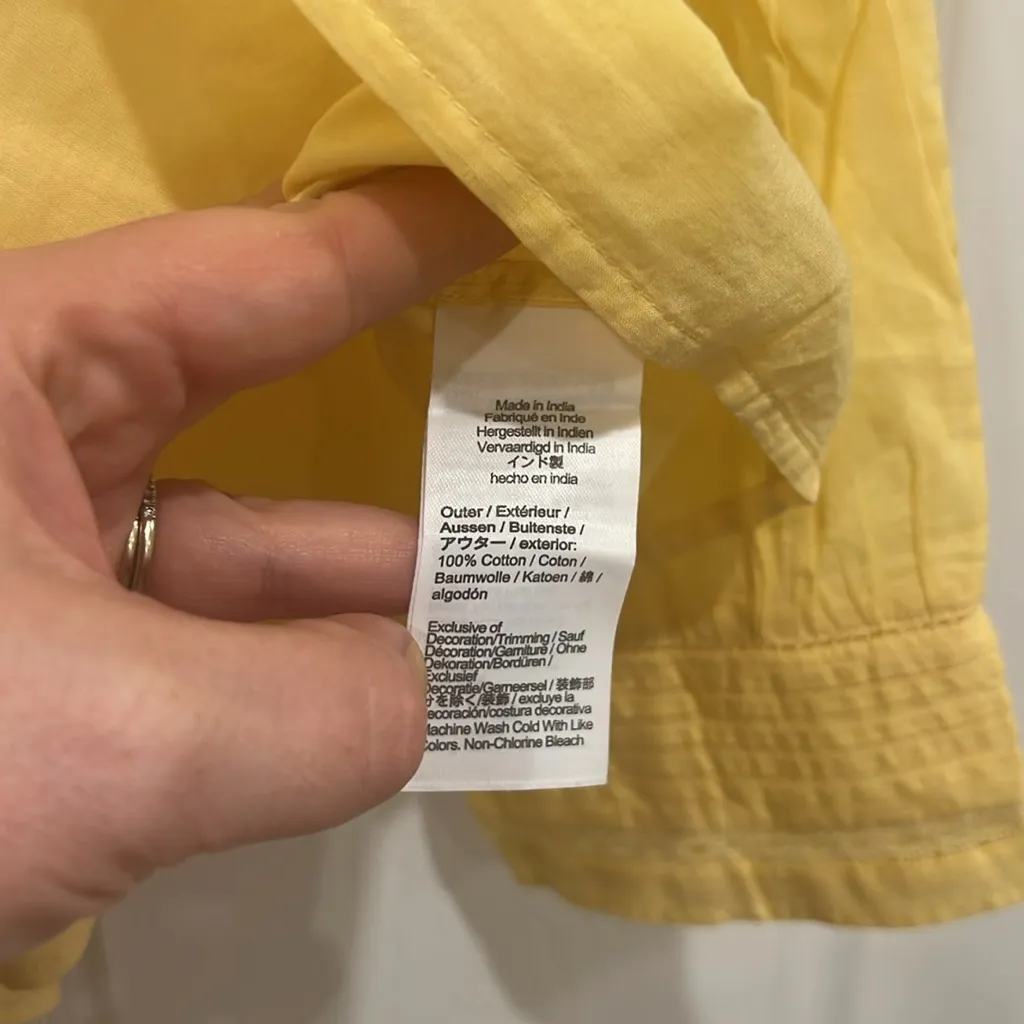 J. Crew Pintuck Lace-trim Top in Cotton Voile Pale Banana Yellow Size XXL - Image 8